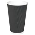 Triple Wall Insulated Black Hot Paper Cup 16 oz x25