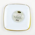 Square White Plastic Plate Gold Rim 7.5'' x10