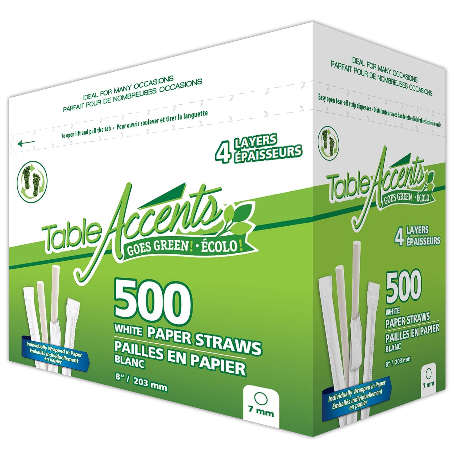 Ind. Wrapped White Paper Straw 8'' x500