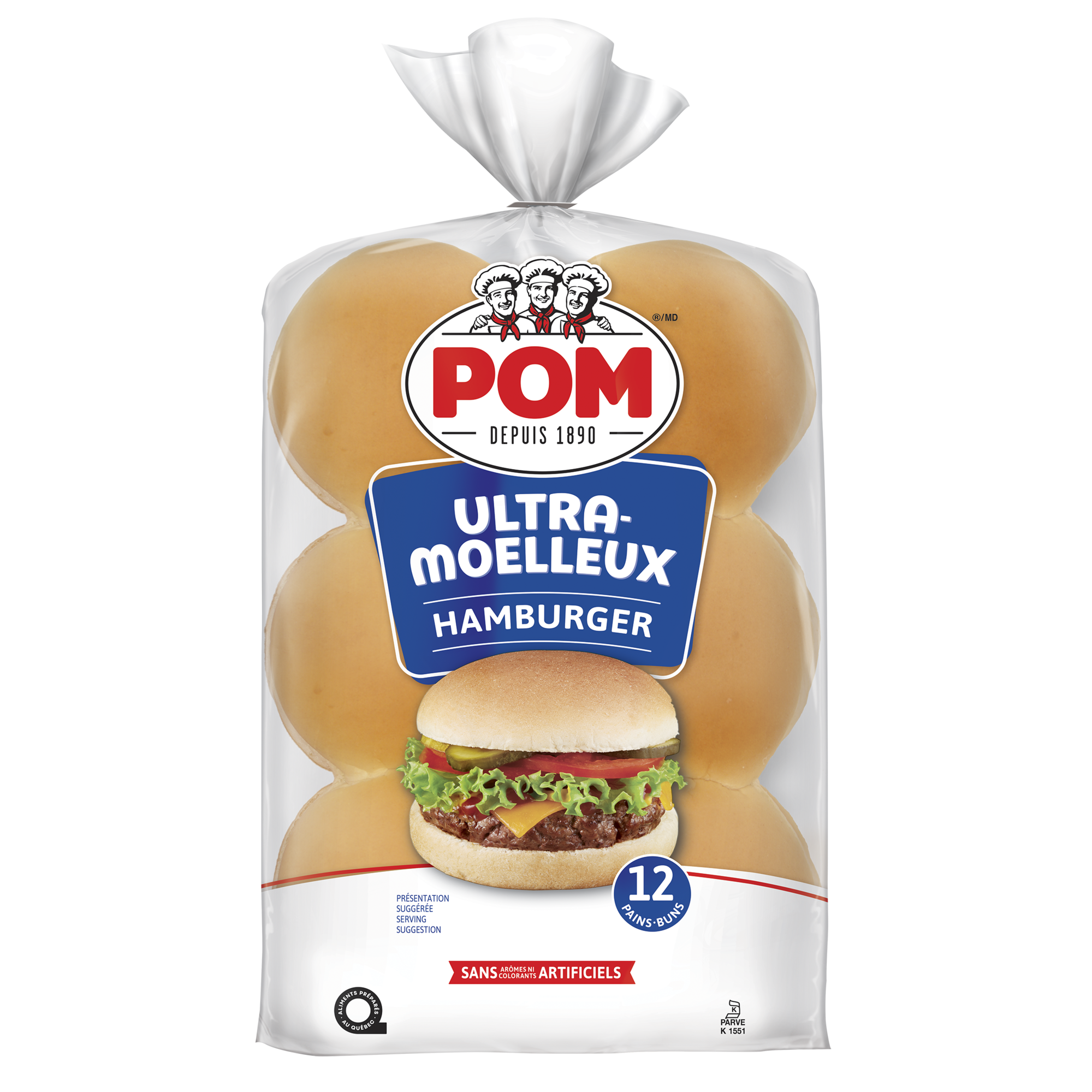 White Hamburger Buns 12 un