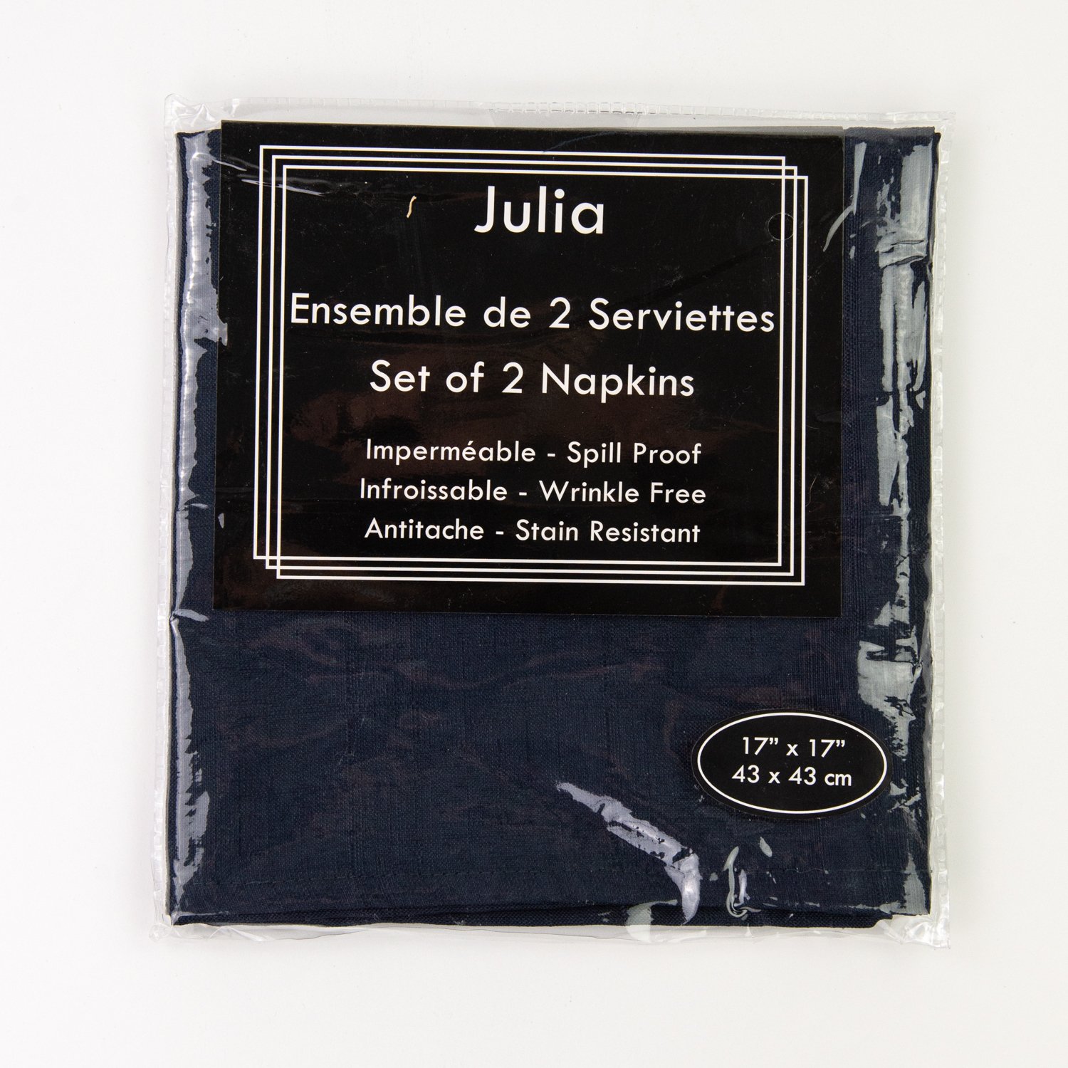 17'' x 17'' Marine Blue Linen Napkin Julia