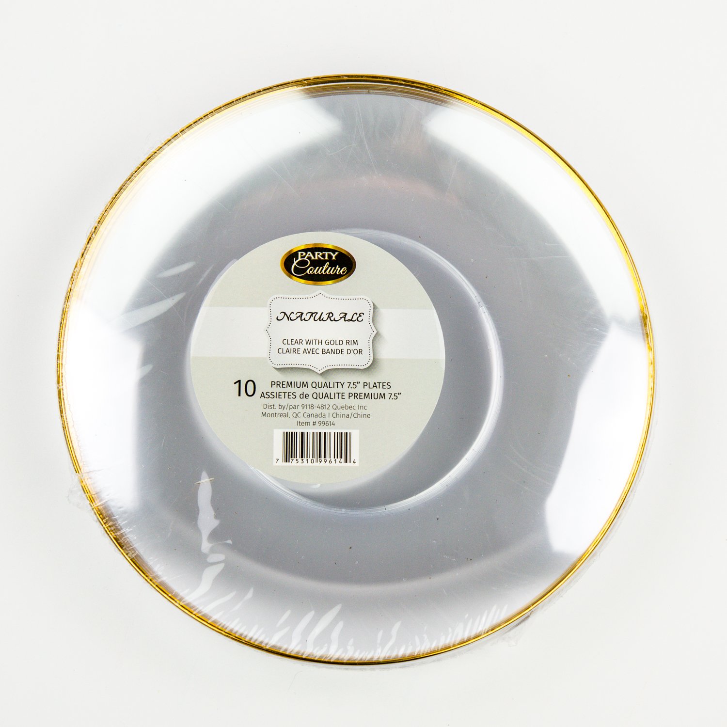 Clear Plastic Plate Gold Rim 7.5'' x10