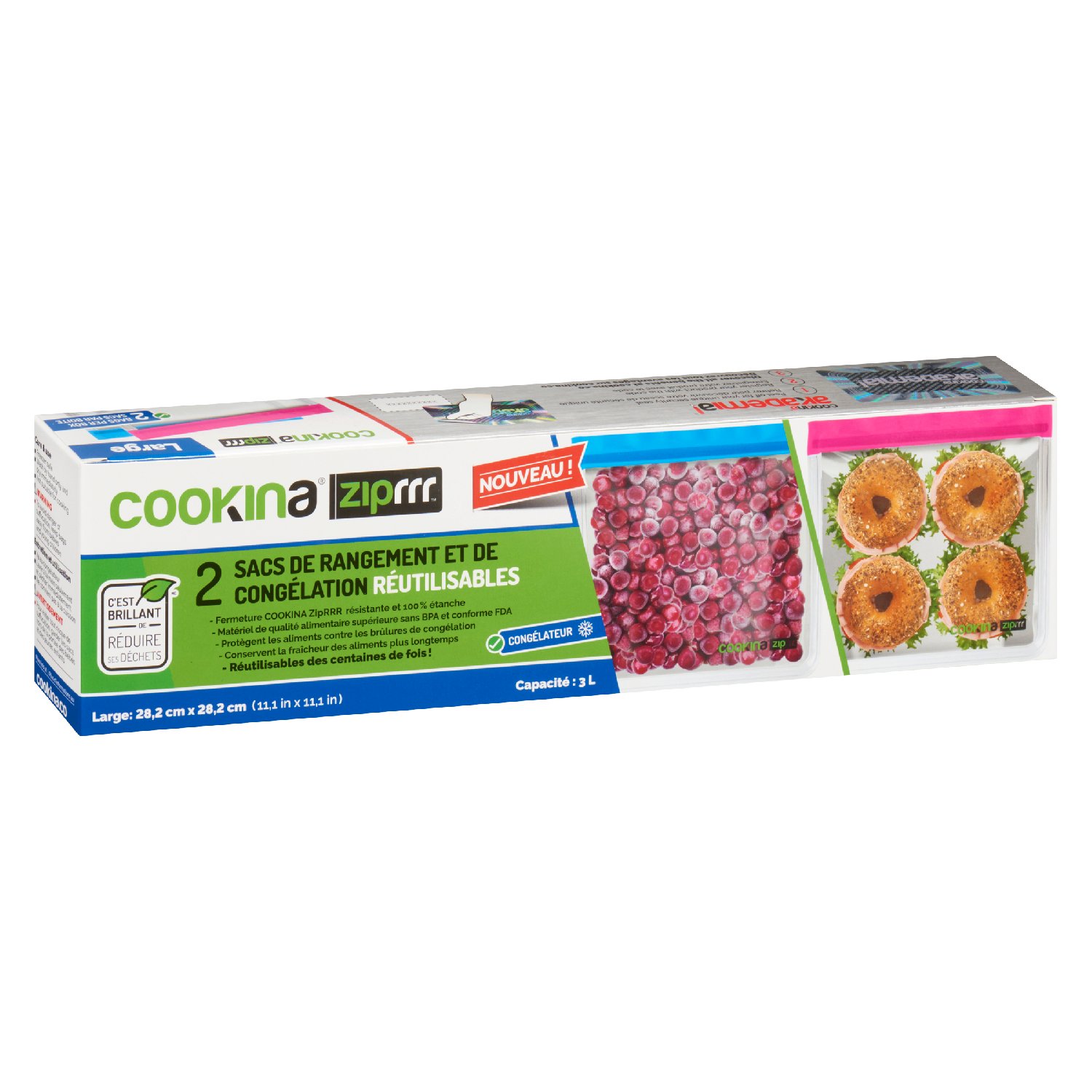 Reusable Freezer Plastic Large Bag x2