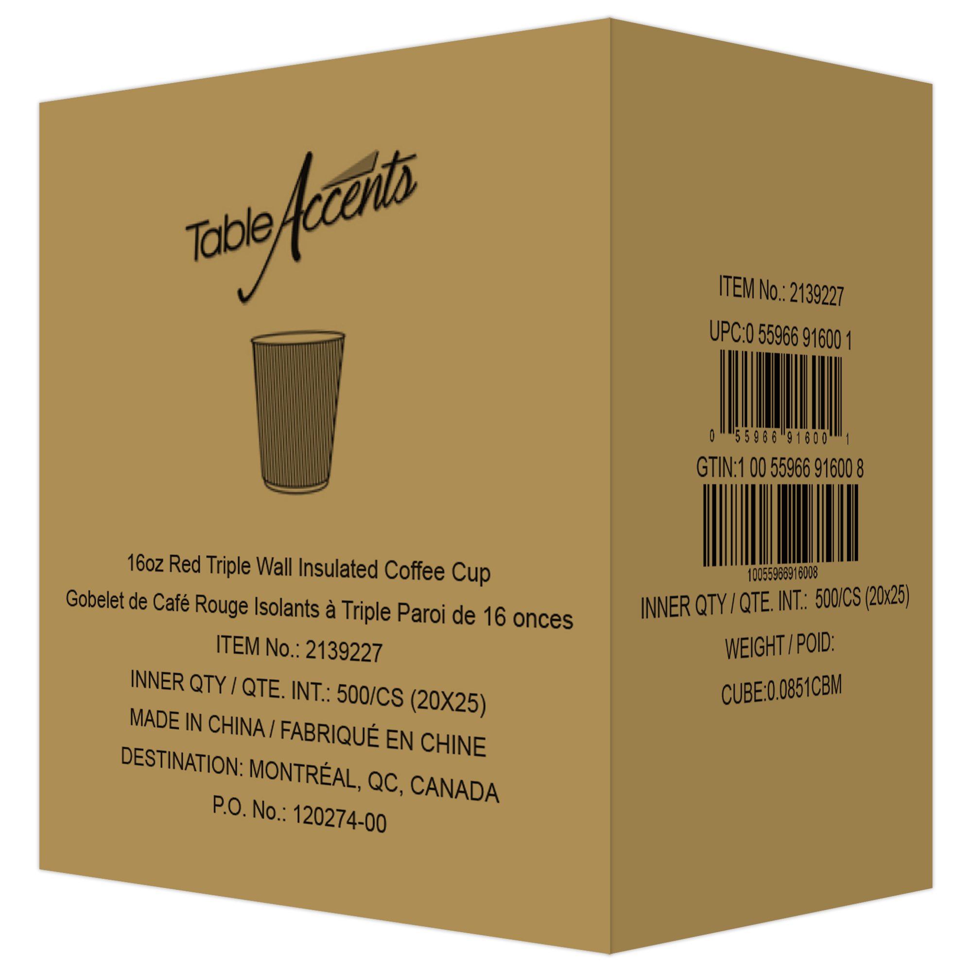 Triple Wall Insulated Red Hot Paper Cup 16 oz x25-secondary-image
