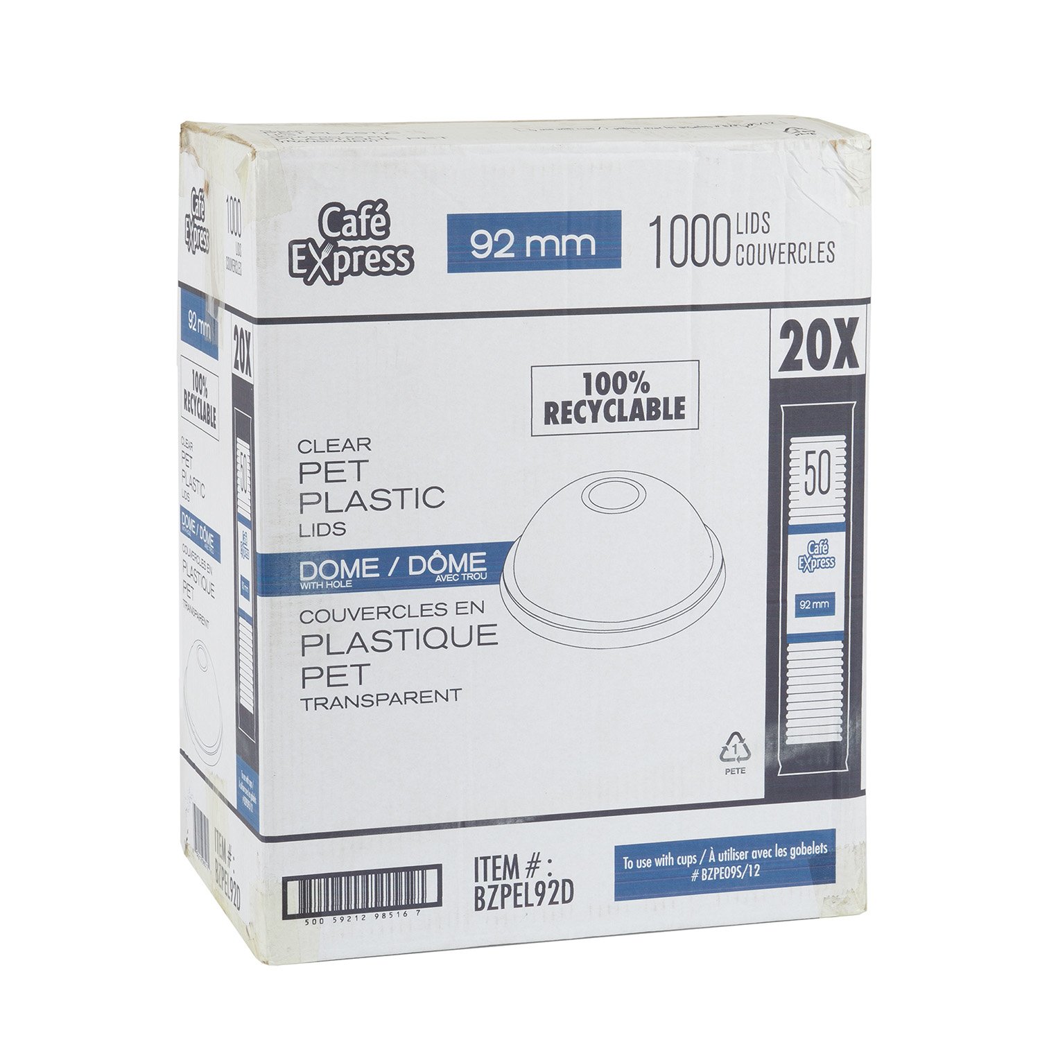 PET Plastic Dome Lid with Hole 12 oz x50-secondary-image