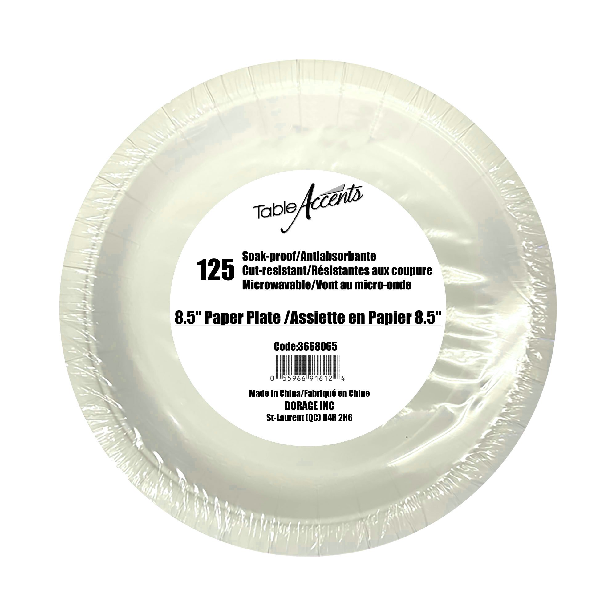 White Plastic Coated Paper Plate 7'' x125