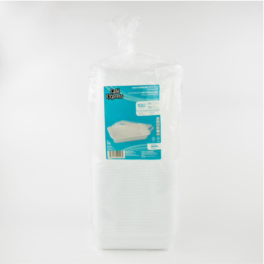 White Base Plastic Container 34 oz x50