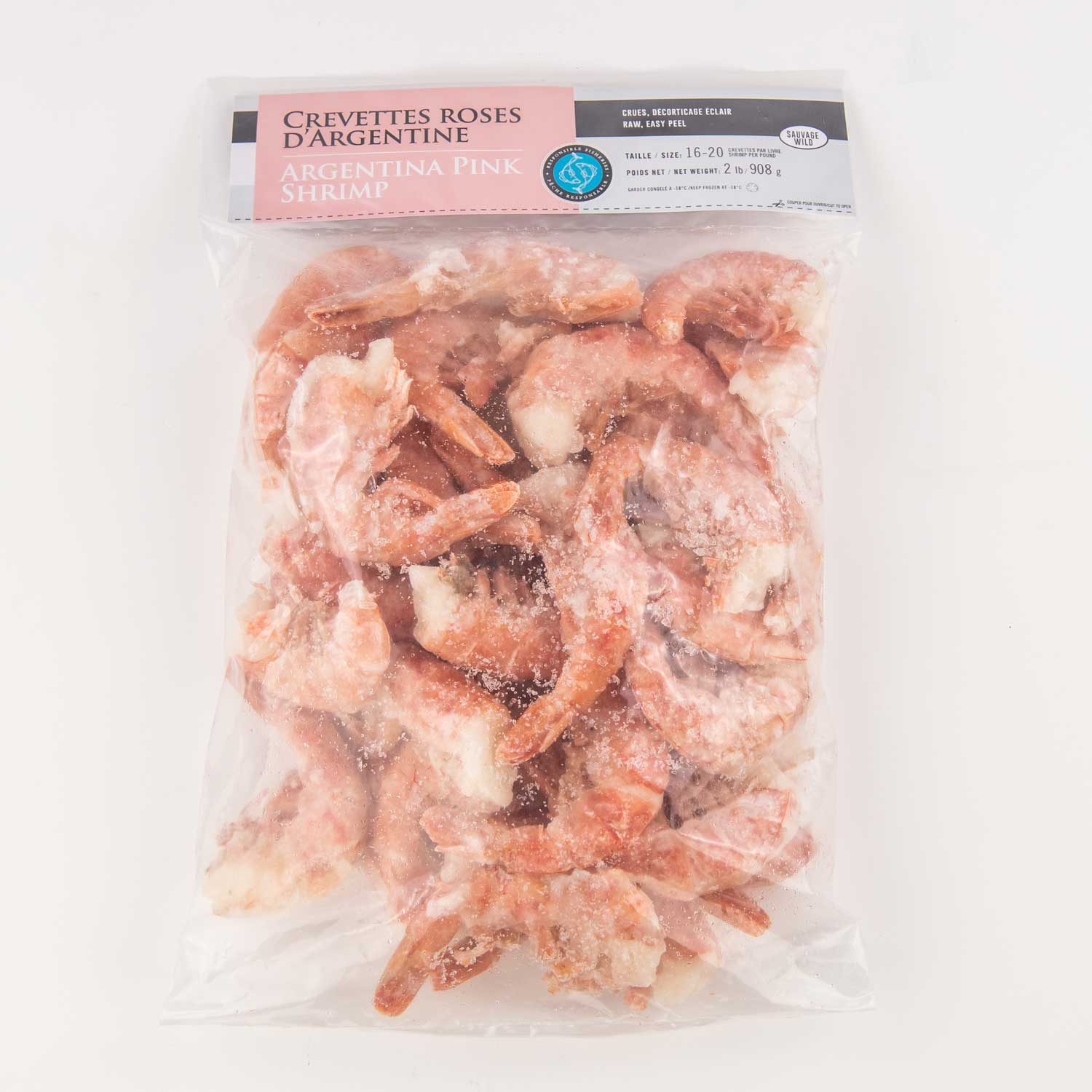Frozen Argentina Pink Shrimps 16/20 2 lb