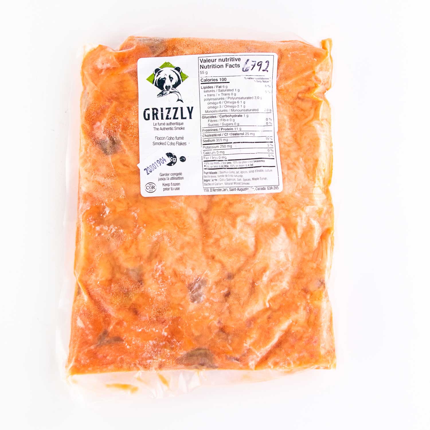 Frozen Smoked Coho Salmon Flakes 1 kg