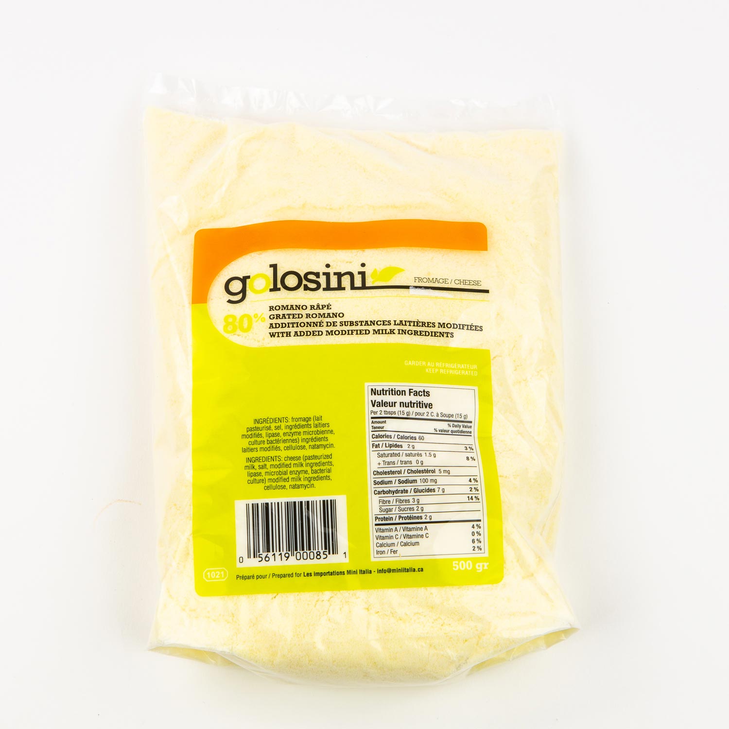 Grated Romano Cheese 80% 500 g