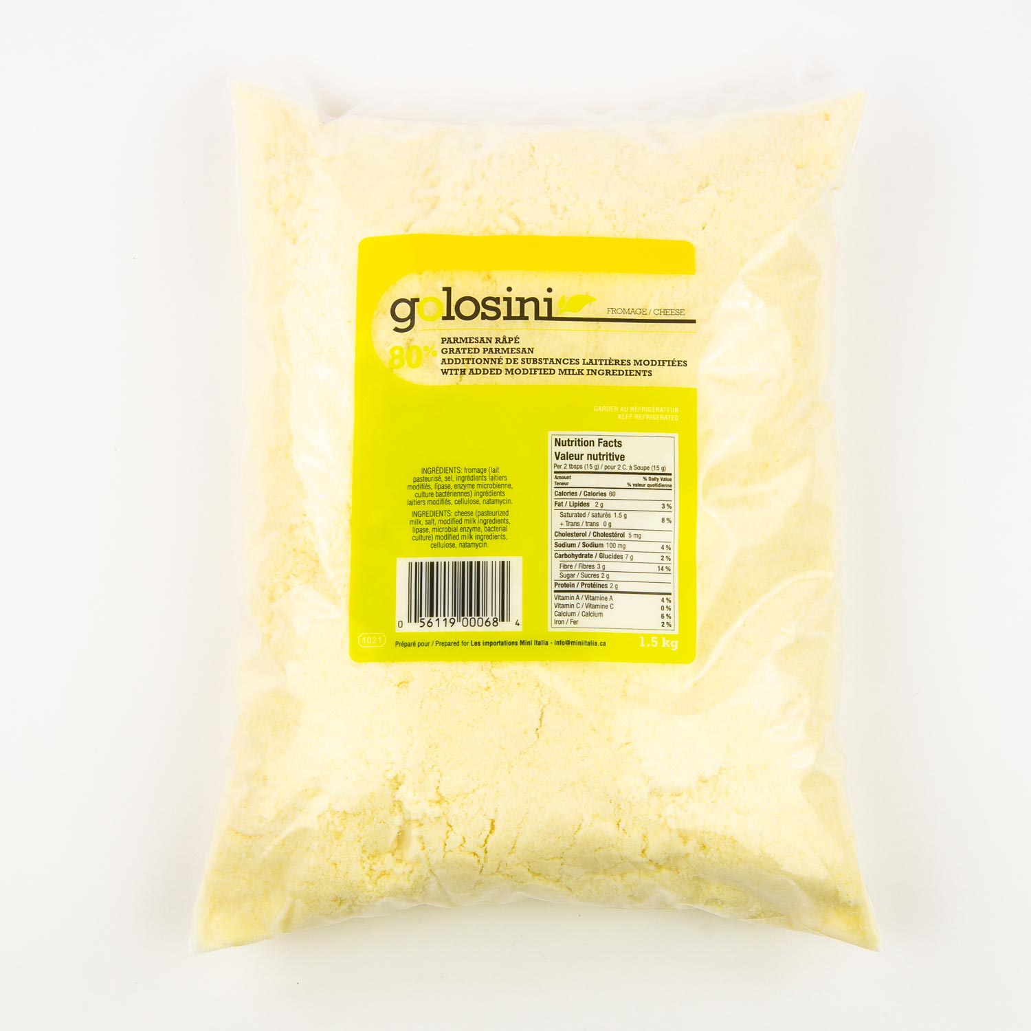Grated Parmesan 80% Cheese 1.5 kg