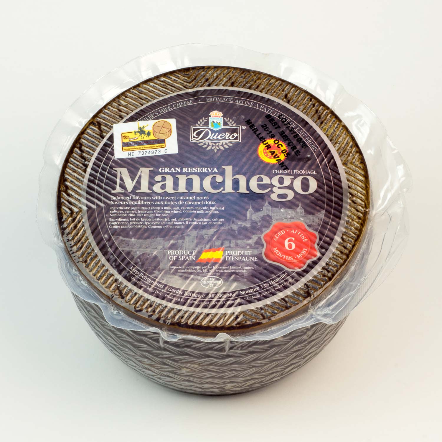 Manchego 6-Month DOP Sheep Milk Cheese Wheel 3 kg