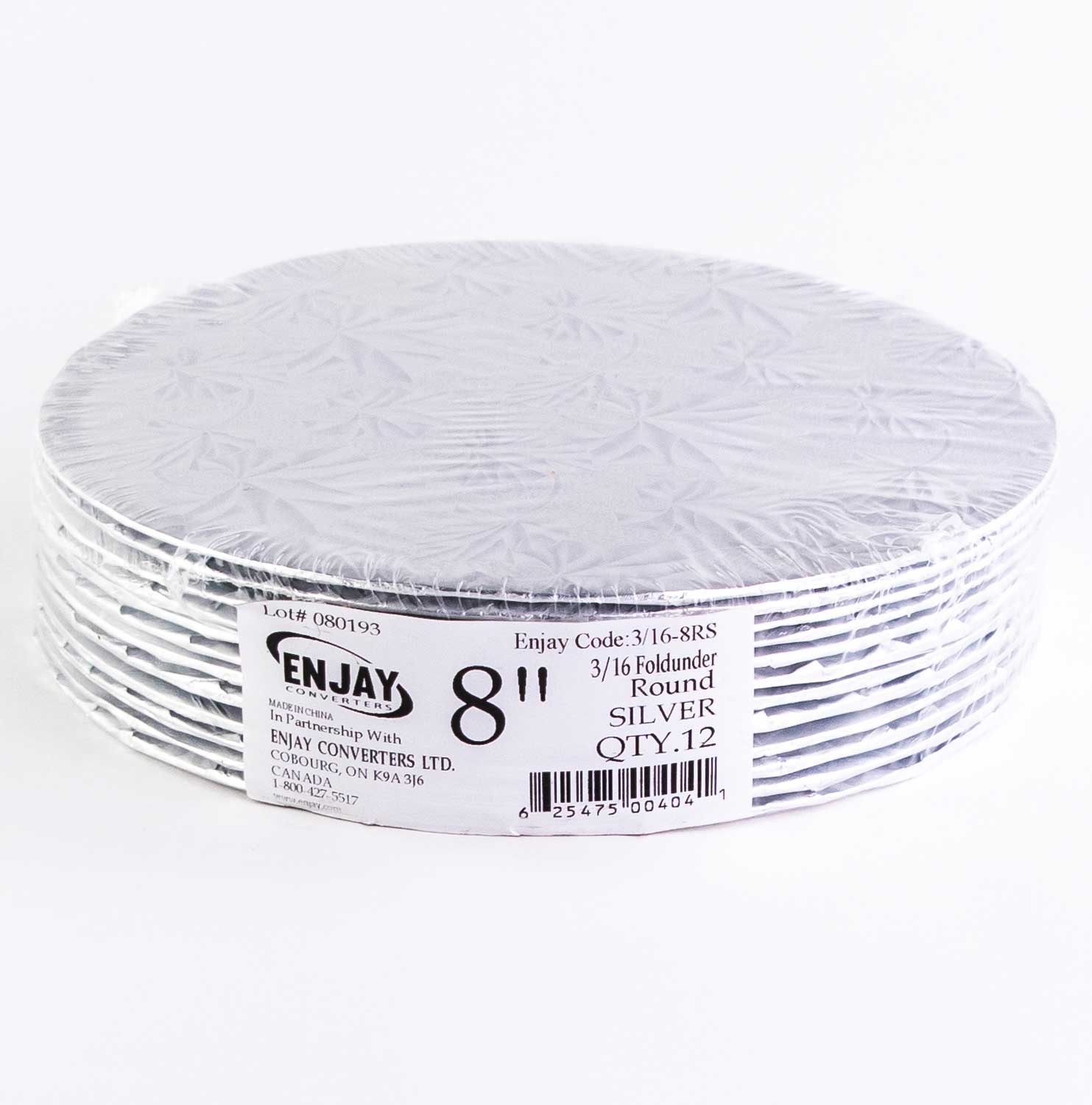 Silver Round Cake Cardboard 20,3 cm / 8'' x12