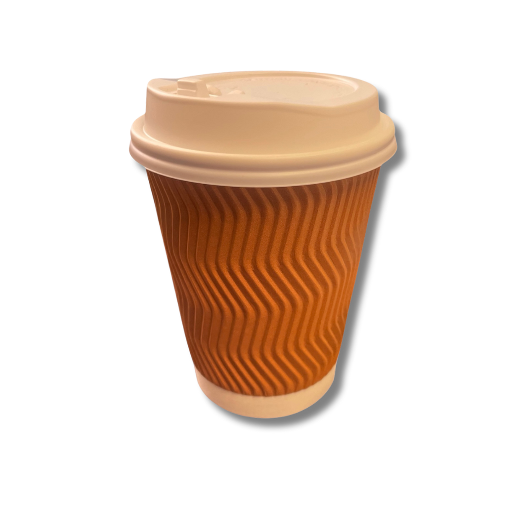 8 oz Corrugated Cardboard Coffee Cup W/Lids
