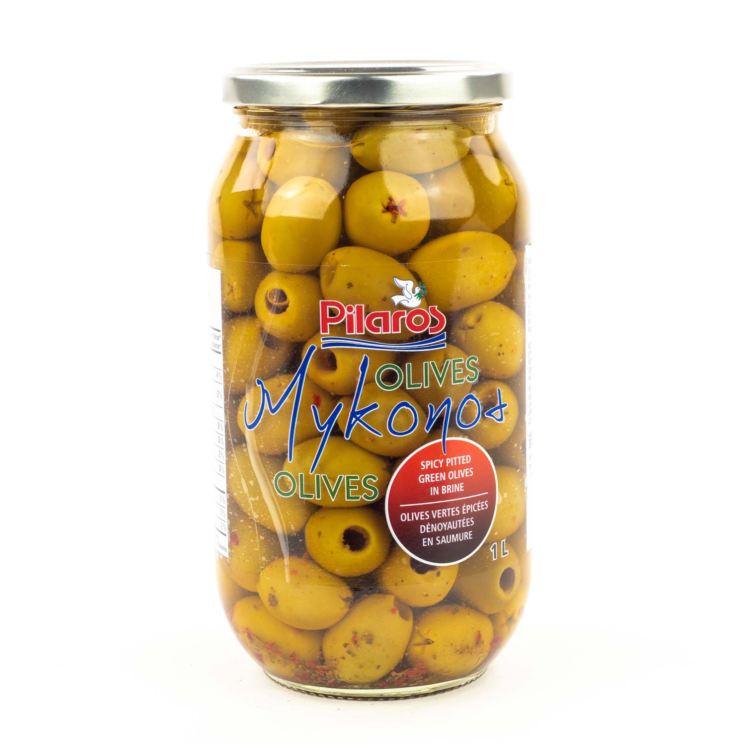 Spicy Pitted Green Olives 1 L