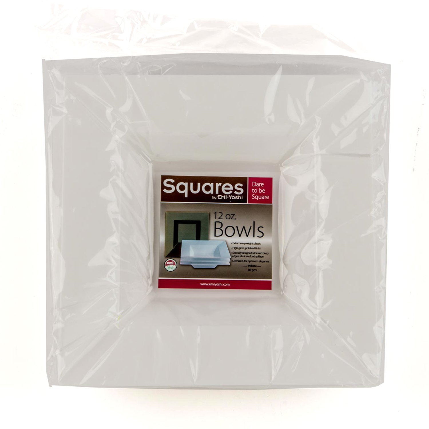 Square White Plastic Soup Plate 12'' x10