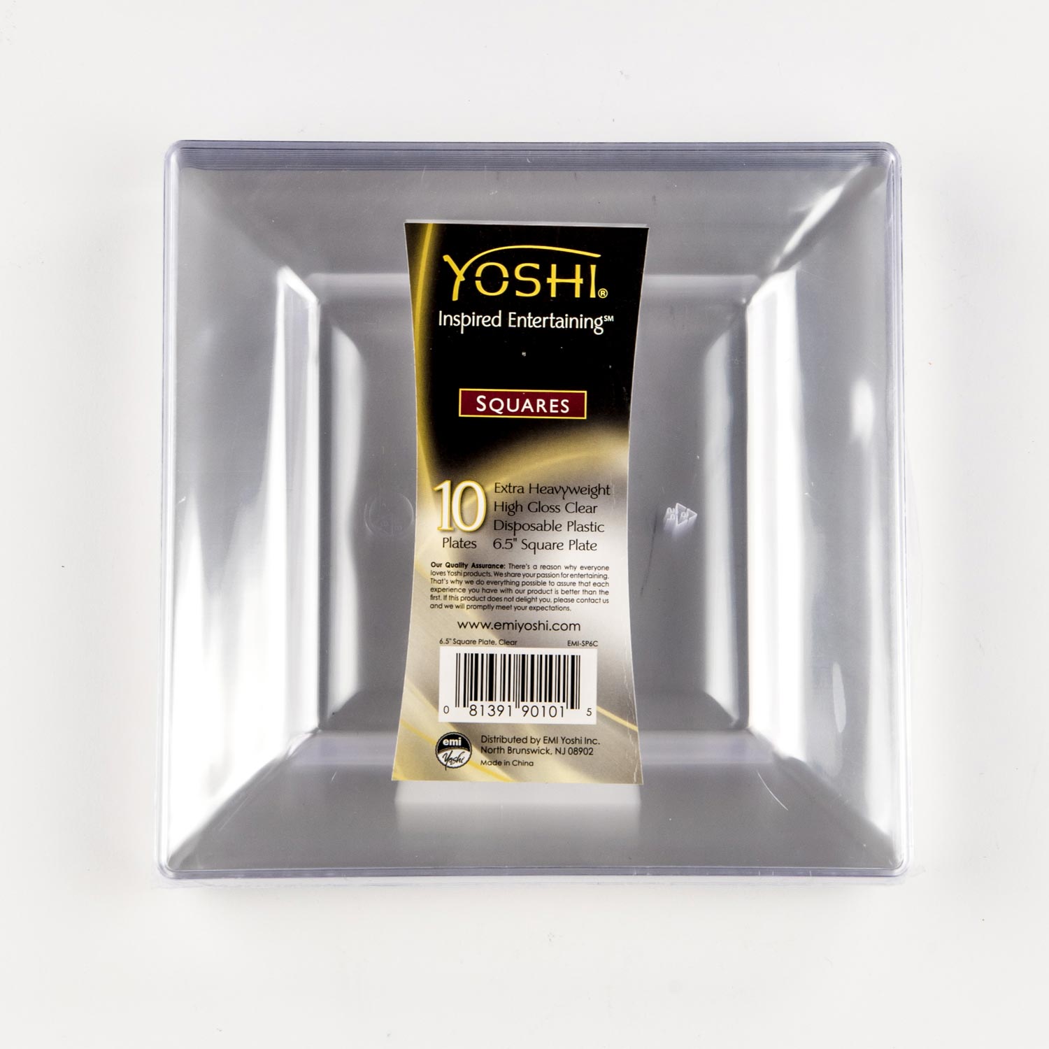 Square Clear Plastic Dessert Plate 6.5'' x10