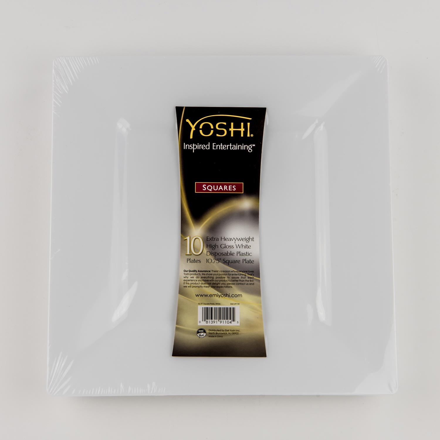 Square White Plastic Plate 10.5'' x10