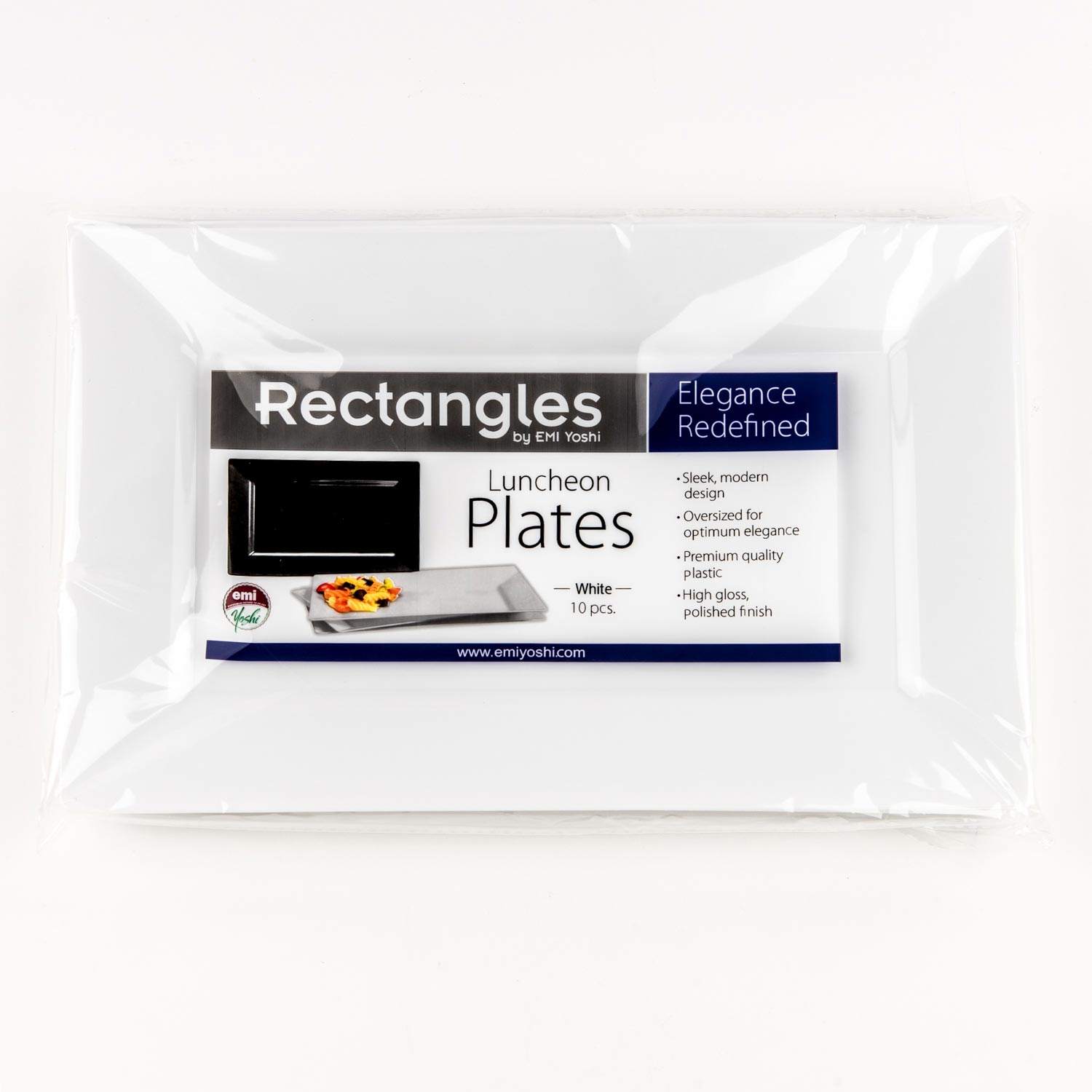 White Plastic Rectangular Plate 12''x7.5'' x10