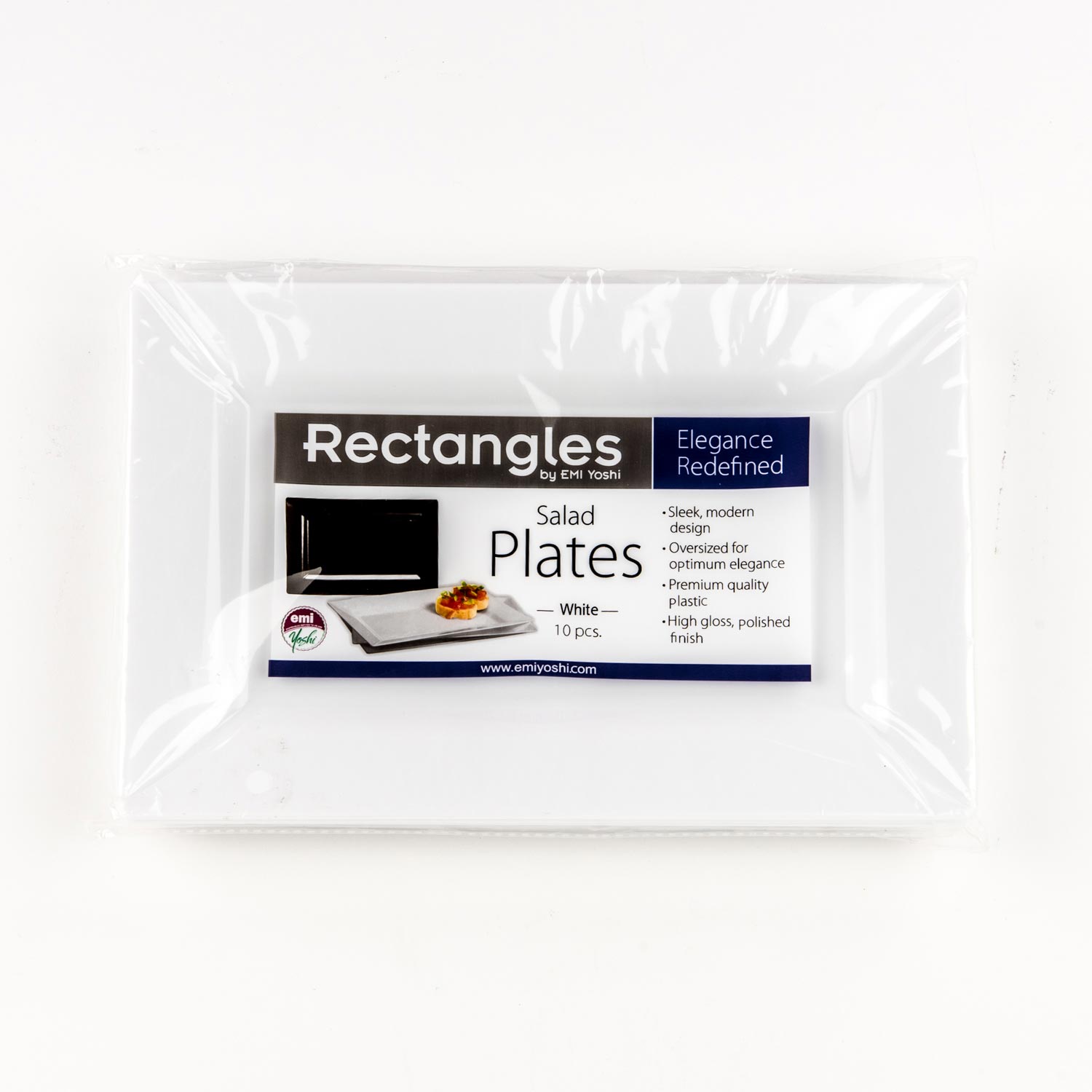 White Plastic Rectangular Plate 10''x6.5'' x10
