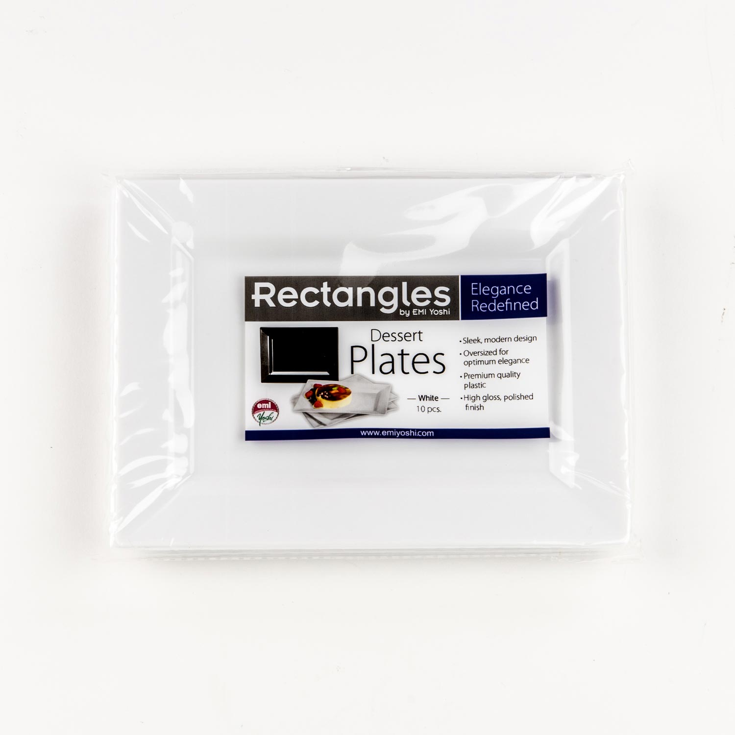 White Plastic Rectangular Plate 7.5''x5.5'' x10