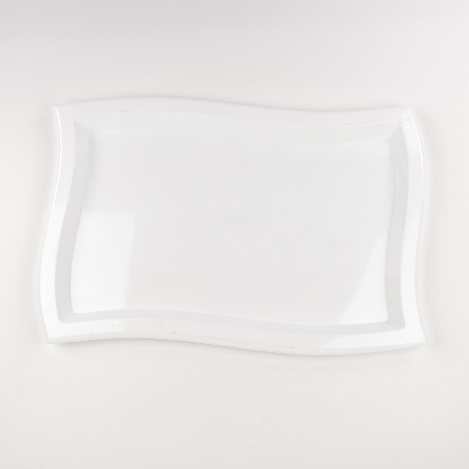 White Plastic Rectangular Tray Waves 12