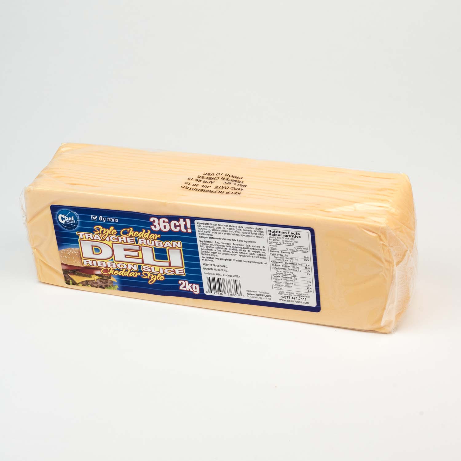 Cheddar Style Ribbon Slices 2 kg