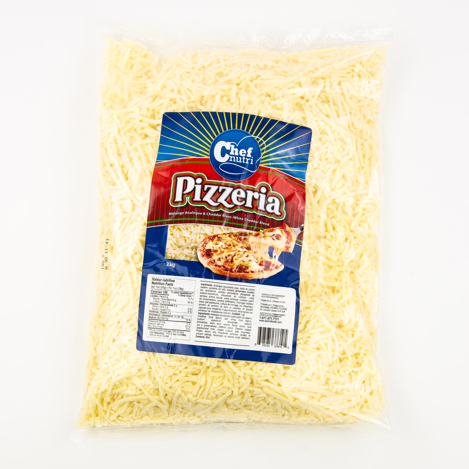 Pizzeria Grated White Analogue Cheddar Blend 2 kg