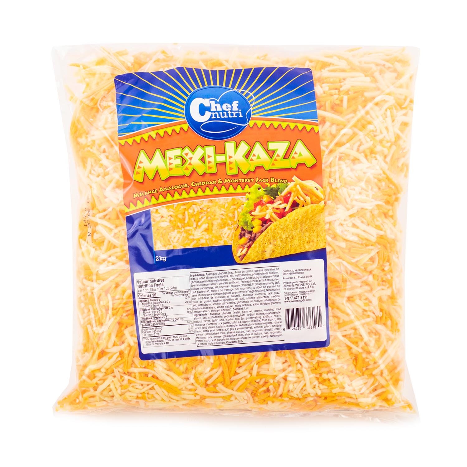 Analogue Cheddar Monterey Jack Blend Mexi Kaza 2 kg