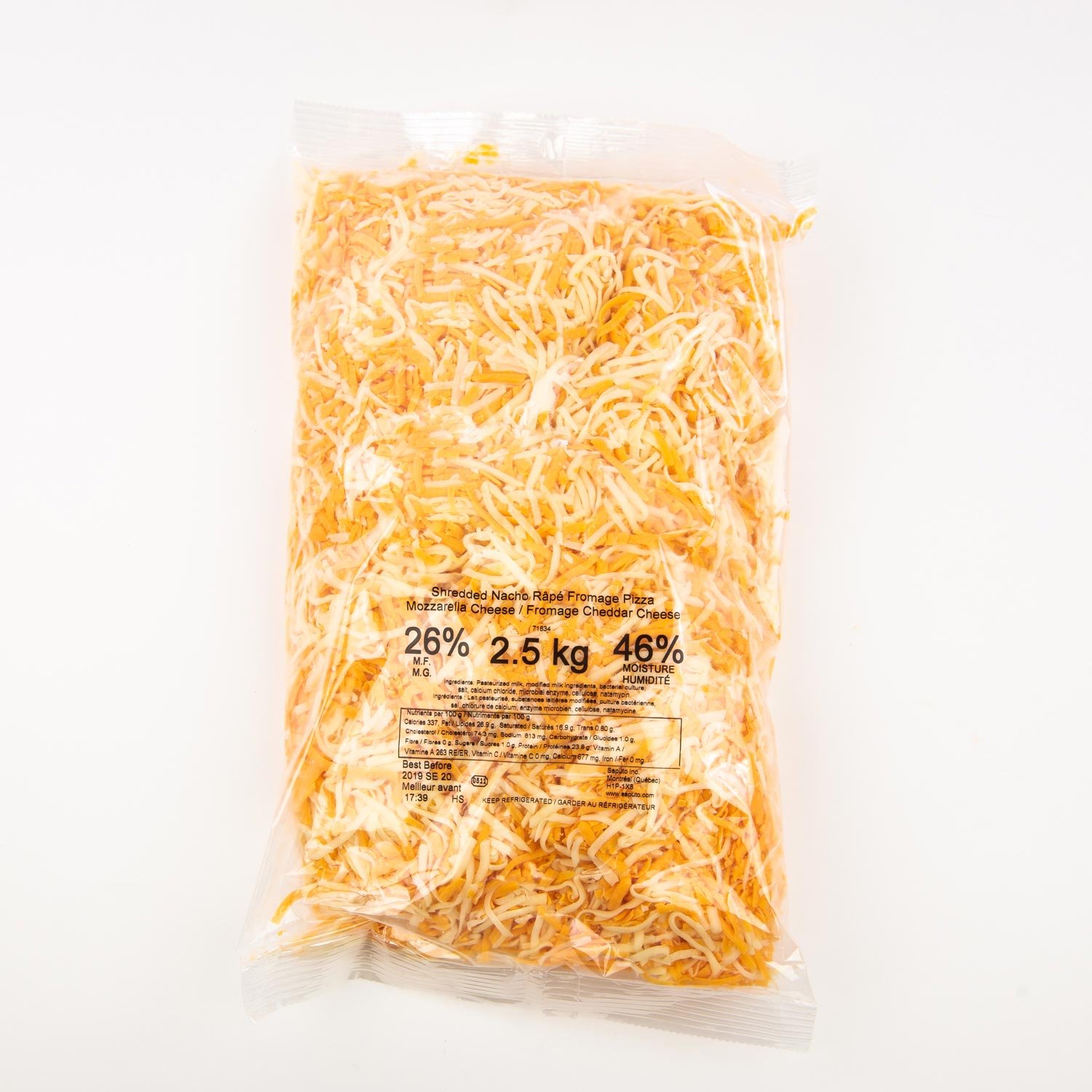 Nachos Grated Mozzarella Cheddar Cheese Mix 2.5 kg