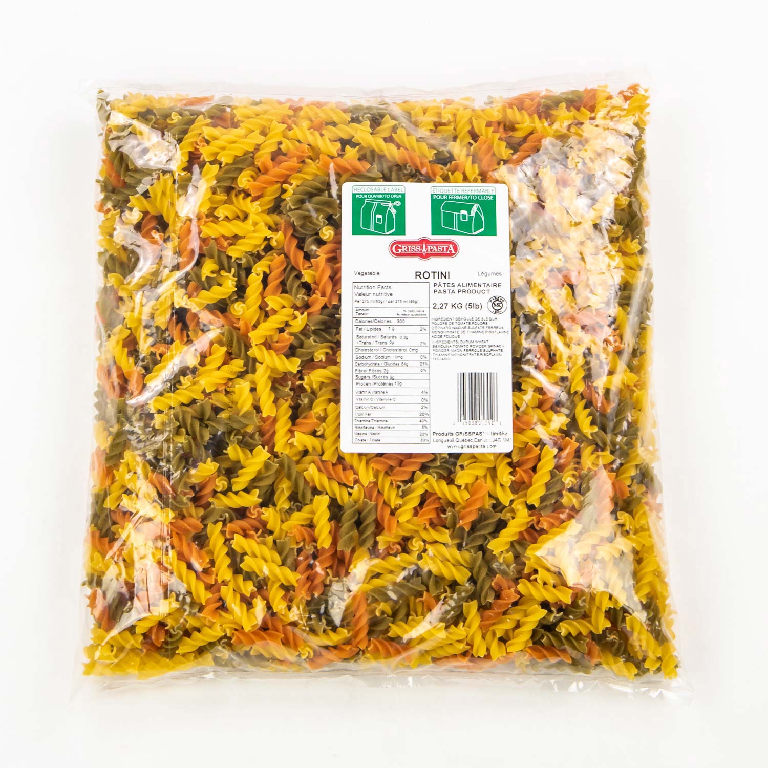 Vegetable Rotini Pasta 5 lb