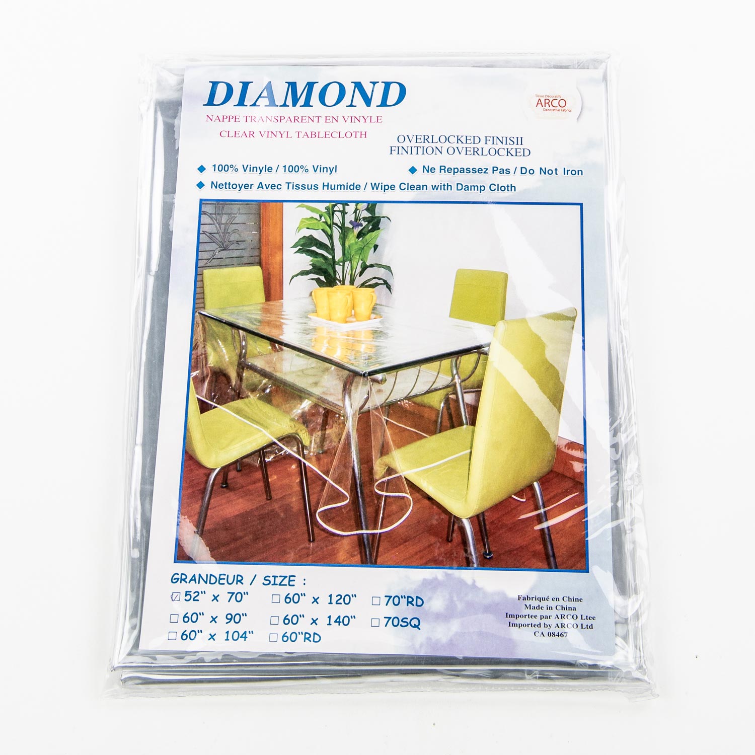 Clear Vinyl Tablecloth 52'' x 70''