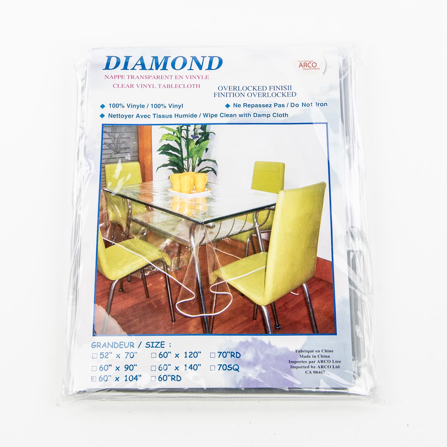 Clear Vinyl Tablecloth 60'' x 104''