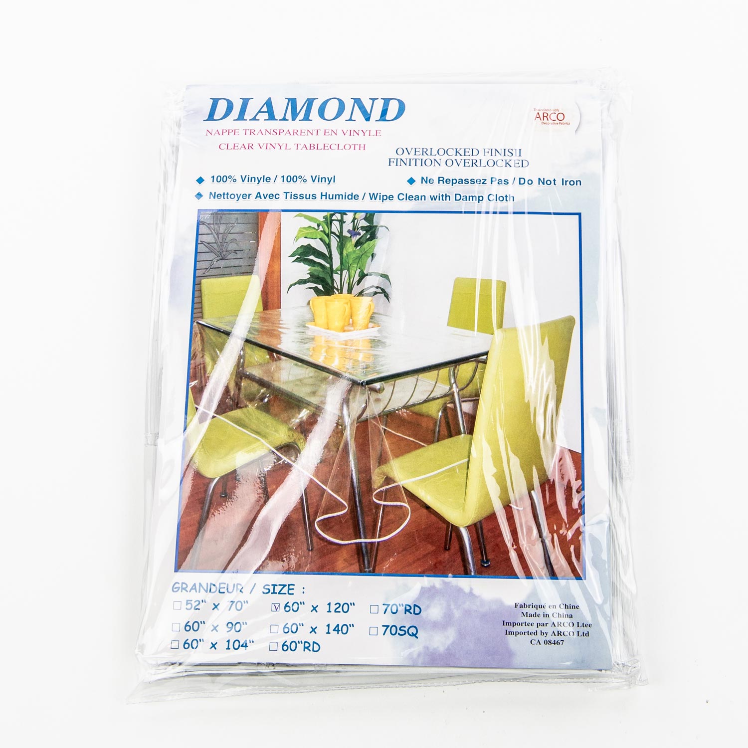 Clear Vinyl Tablecloth 60'' x 120''