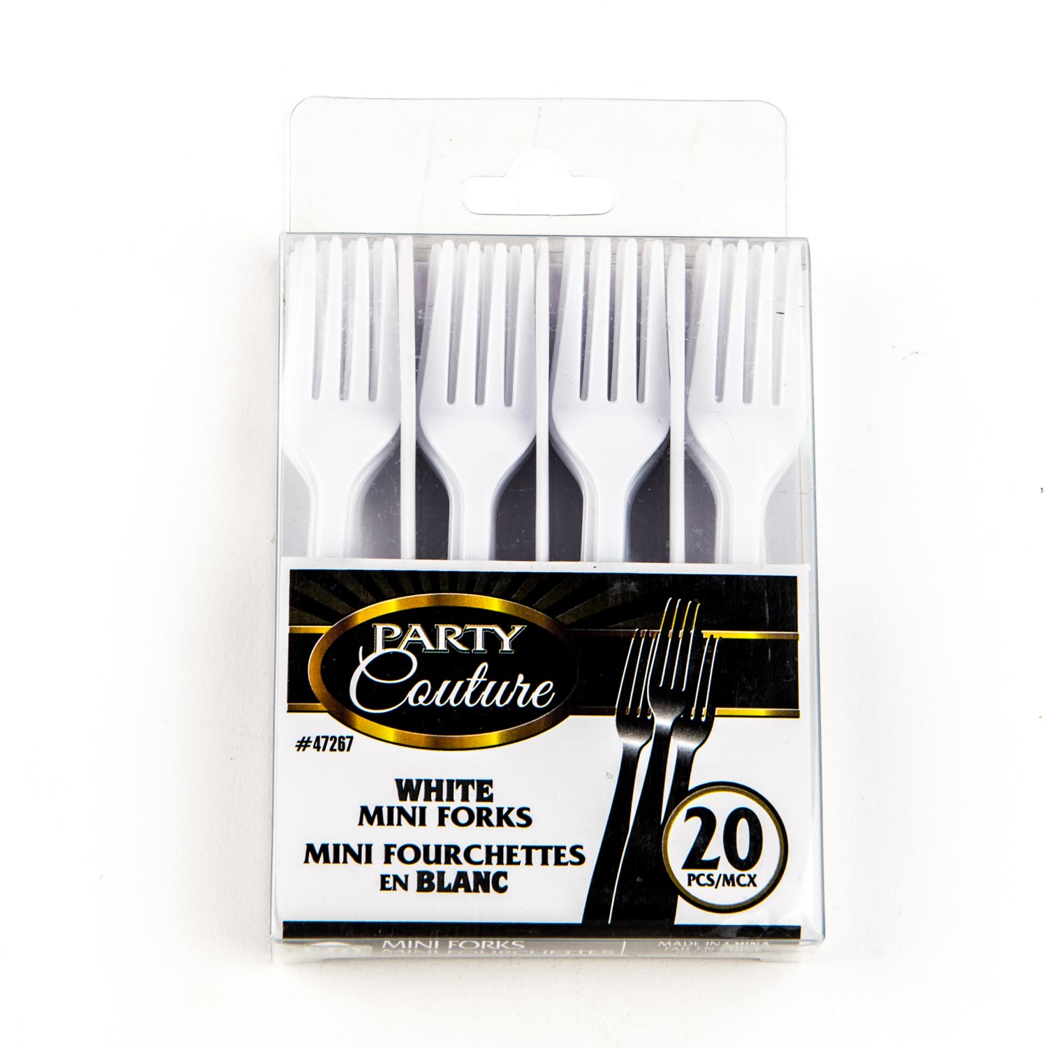 White Plastic Mini Fork x20