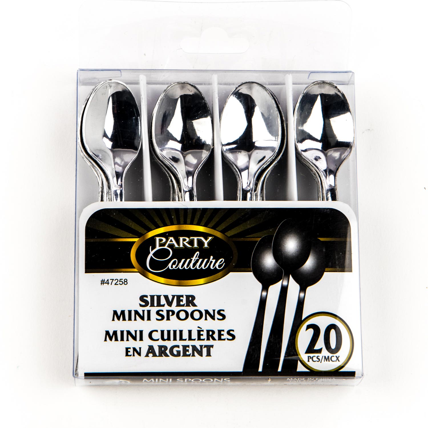 Silver Plastic Mini Spoon x20