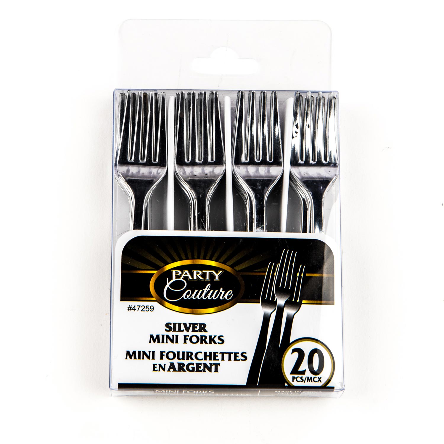 Silver Plastic Mini Fork x20