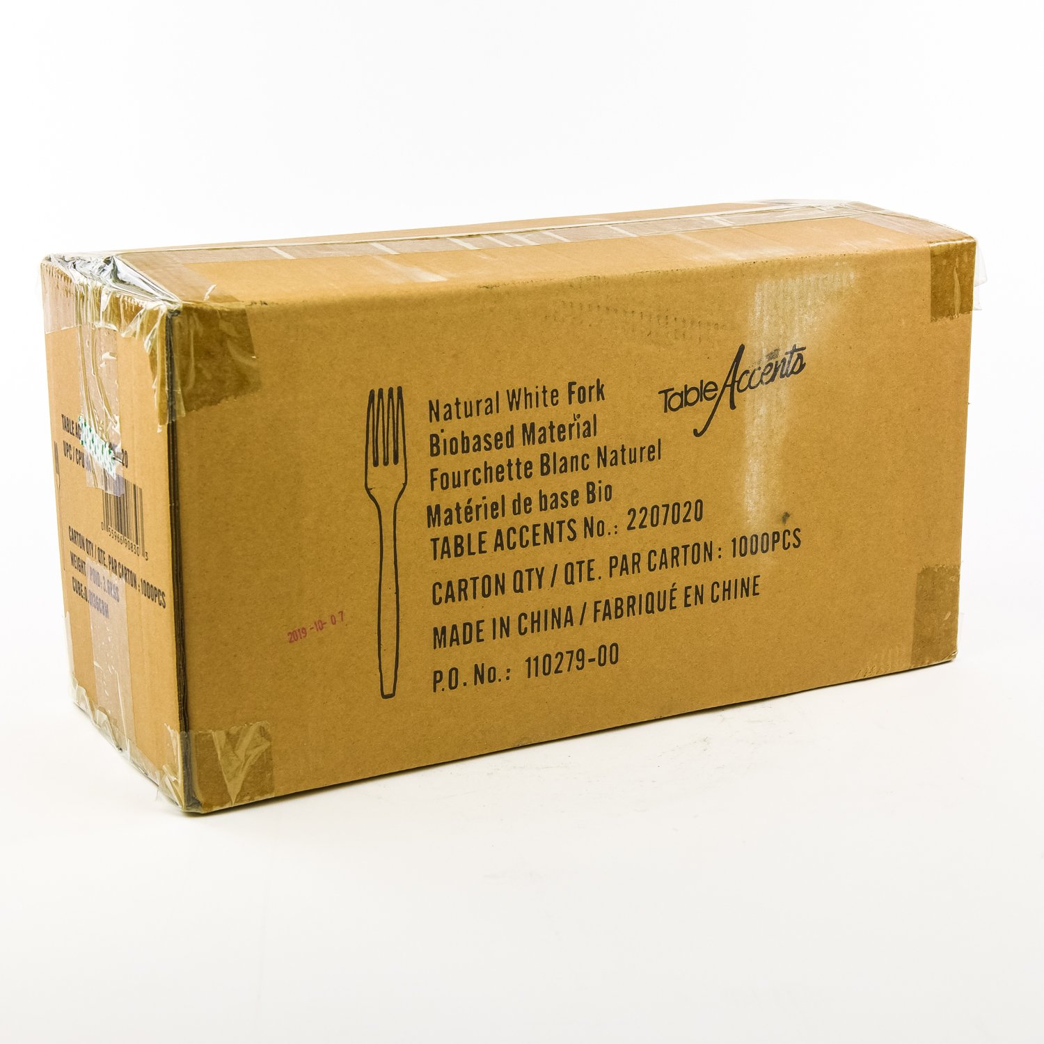 White Bioplastic Fork x1000