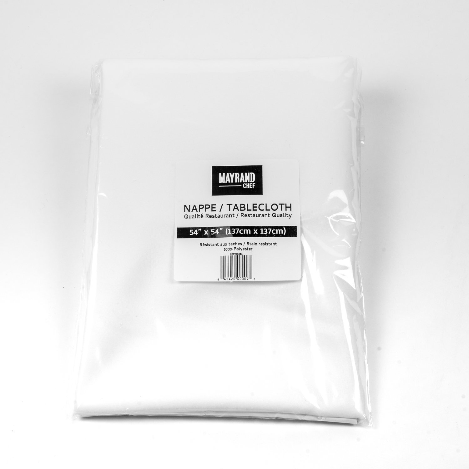 Restaurant White Tablecloth 54 po x 54 po