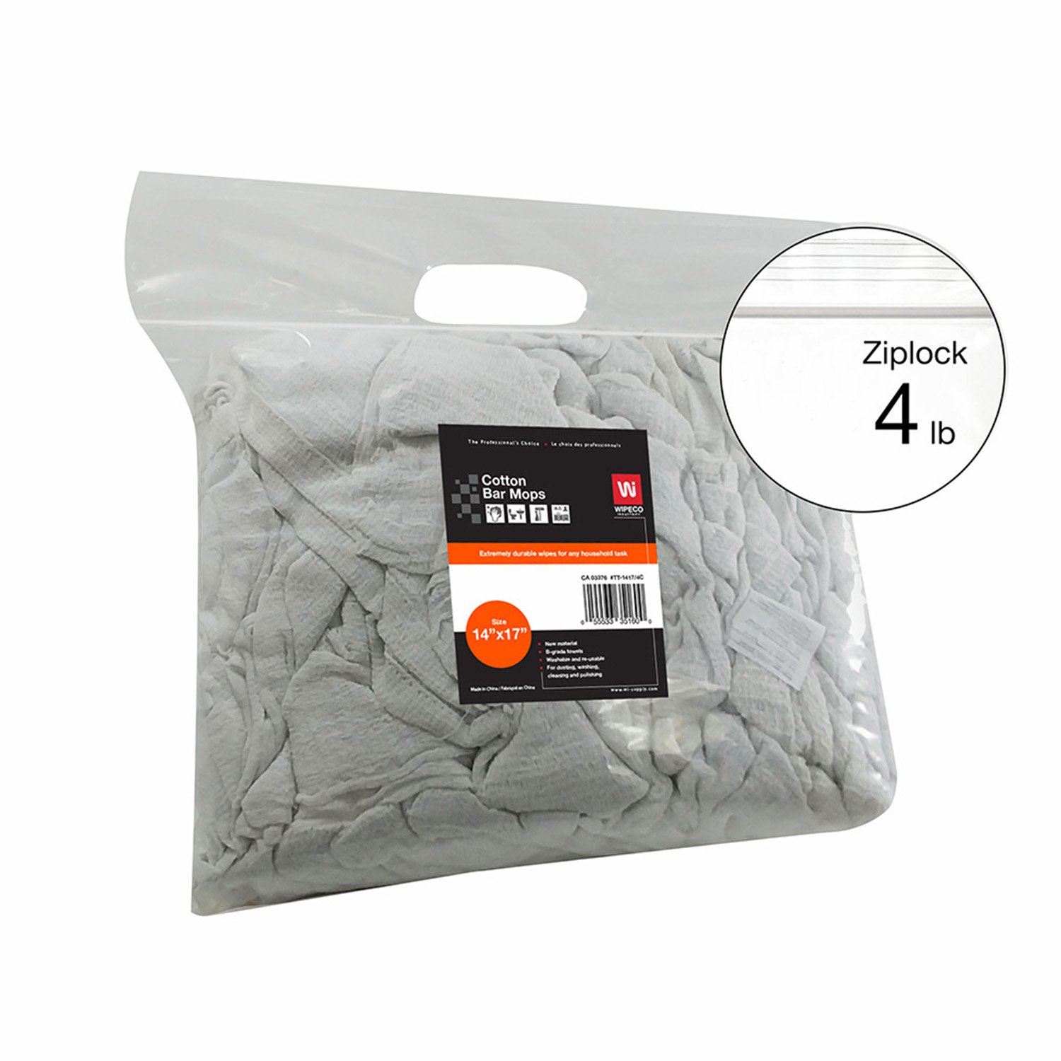 White Terry Towel Zip 14''x17'' 4 lb
