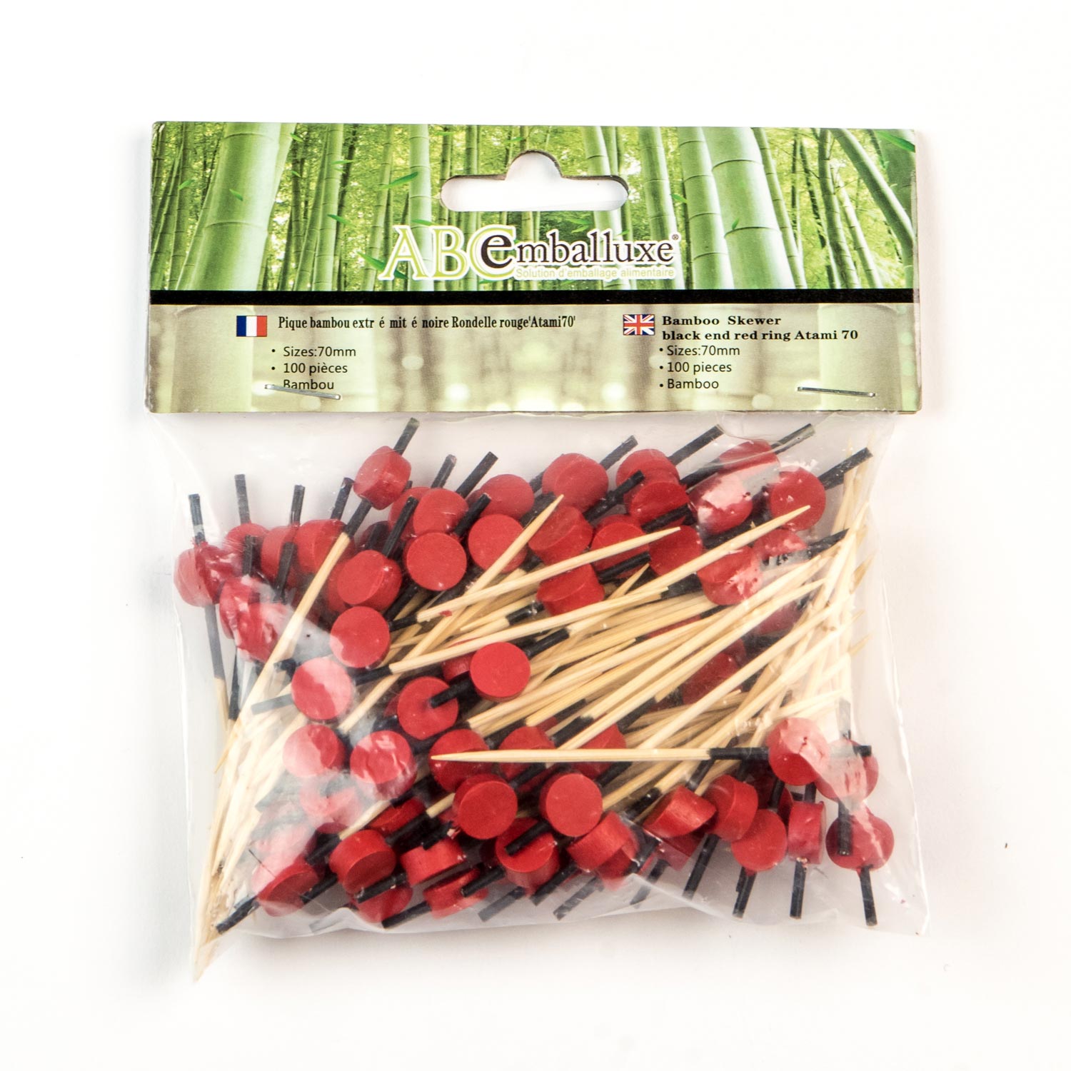 Black Red Ring Atami Bamboo Pick 70 mm x100