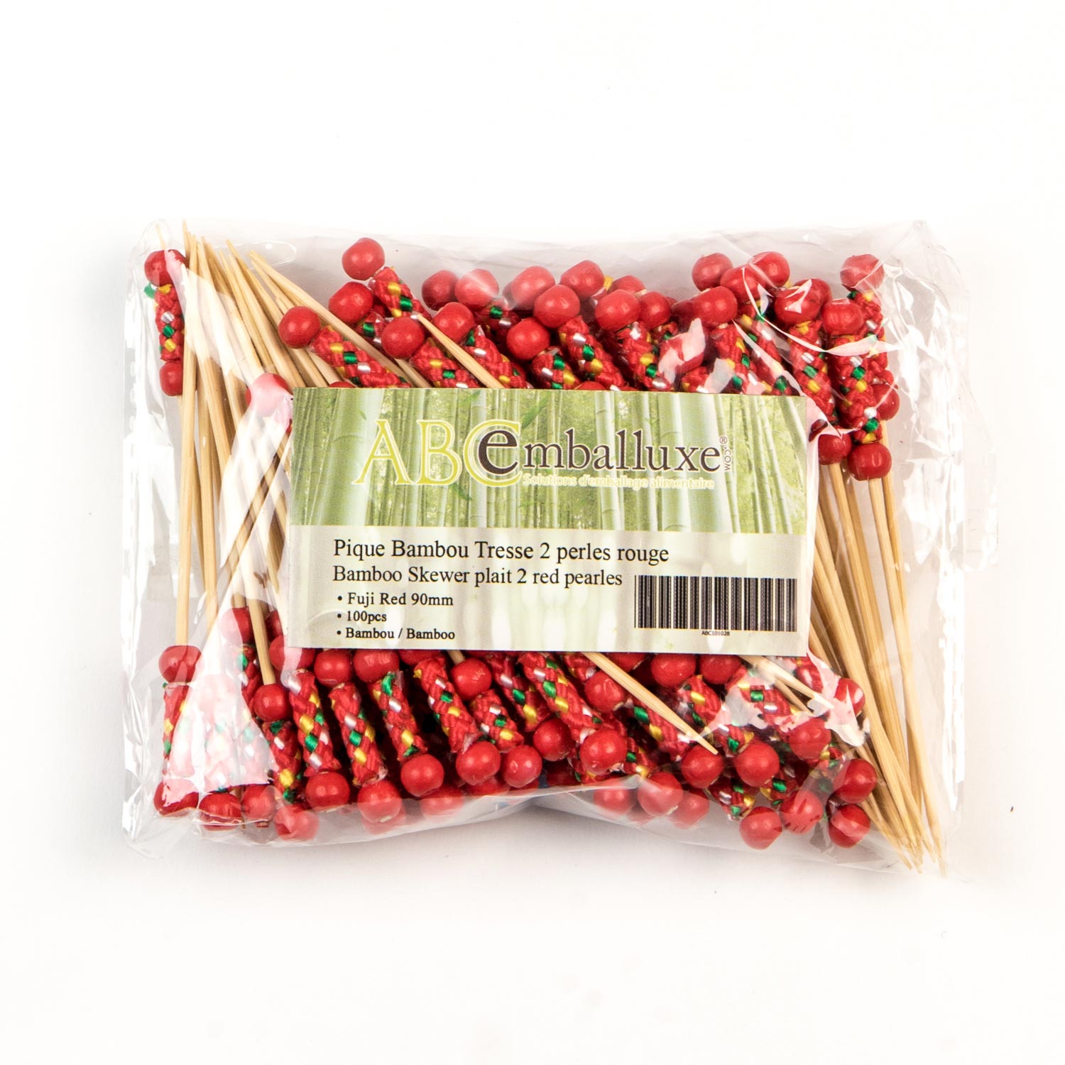 Red Pearl Plait Bamboo Pick 90 mm x100
