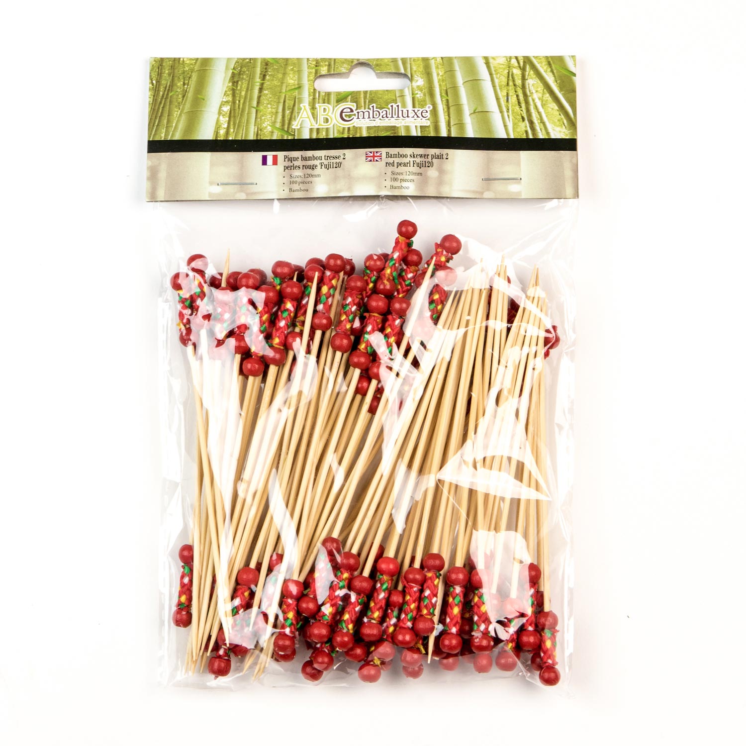 Red Pearl Plait Bamboo Pick 120 mm x100
