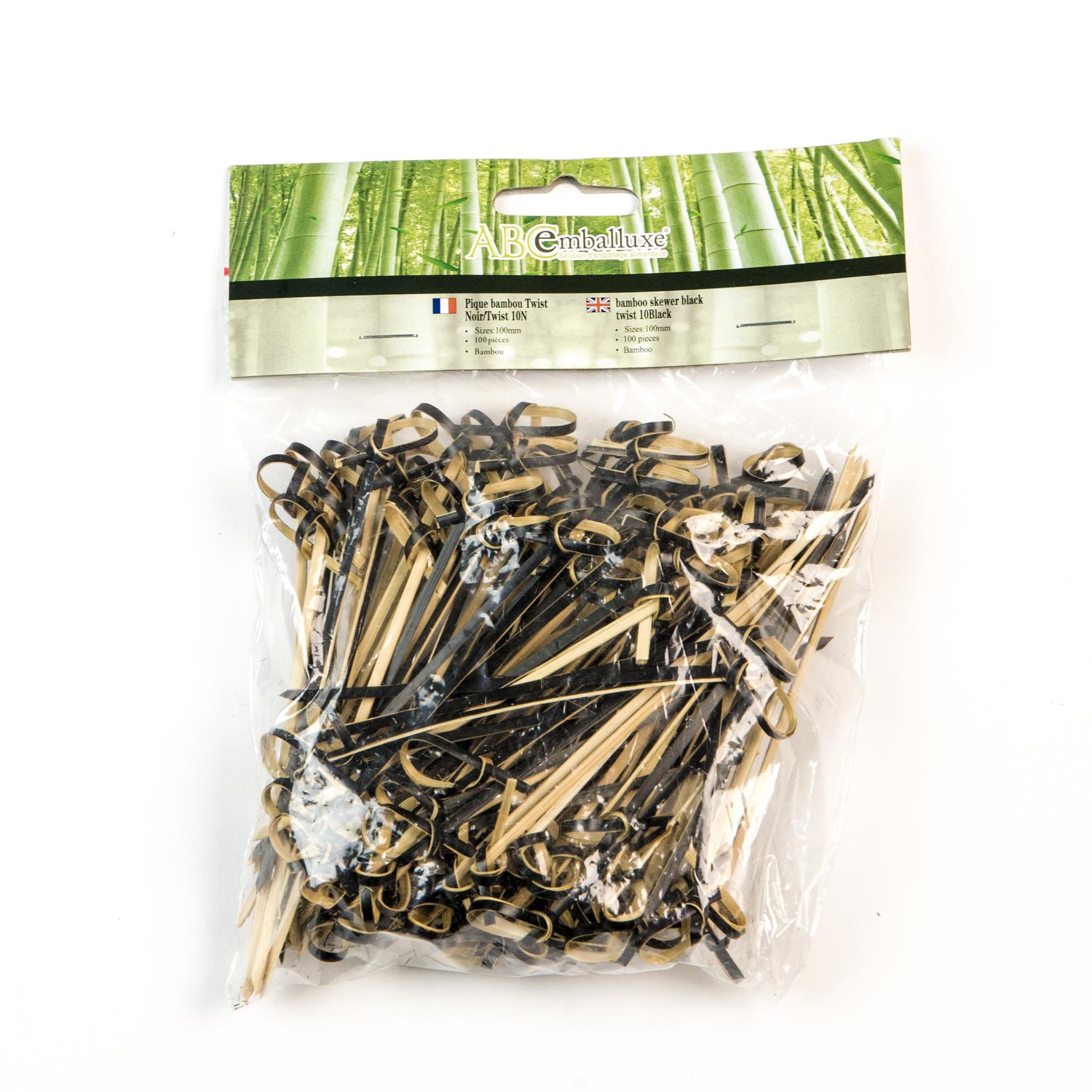 Black Twist Bamboo Pick 100 mm x100