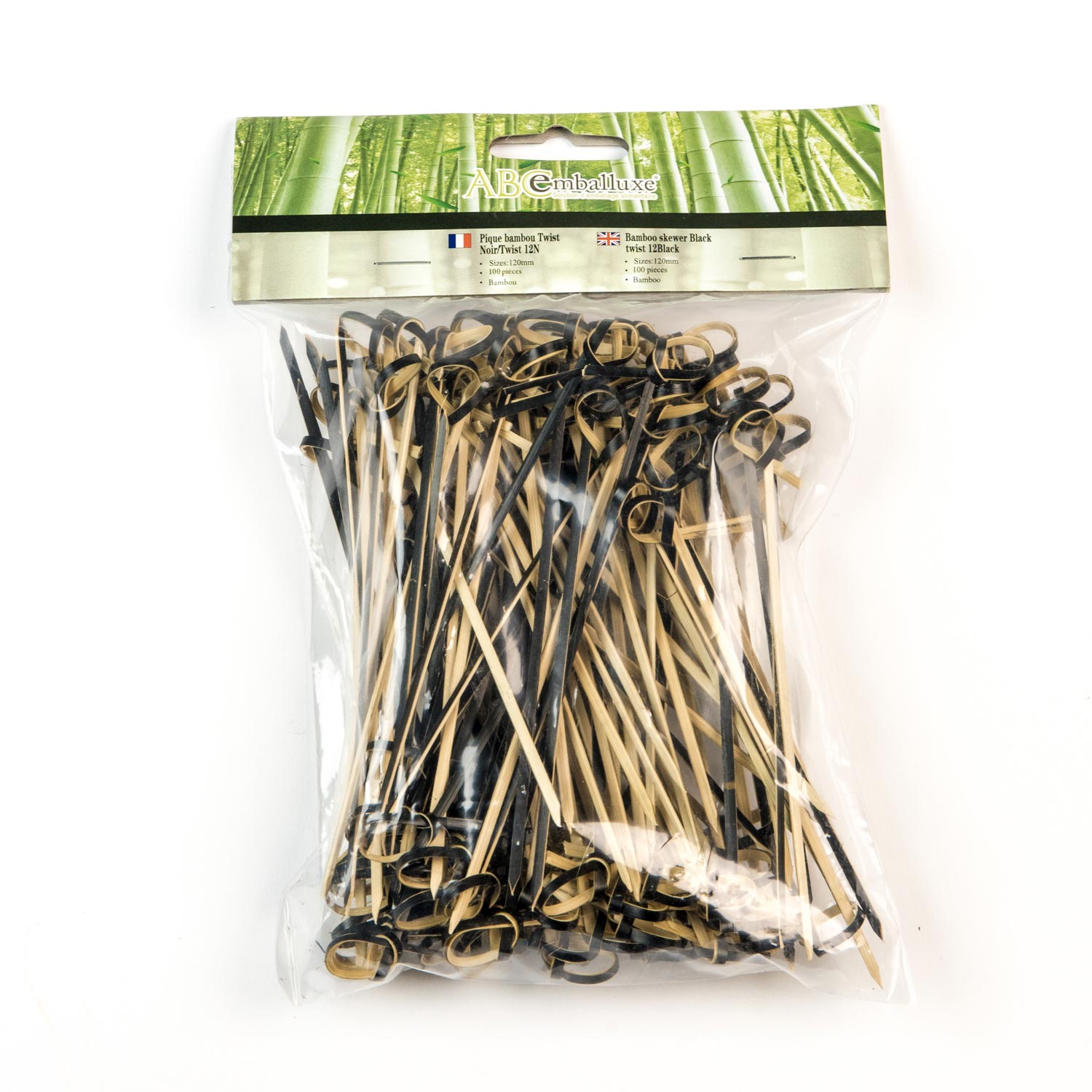 Black Twist Bamboo Pick 120 mm x100