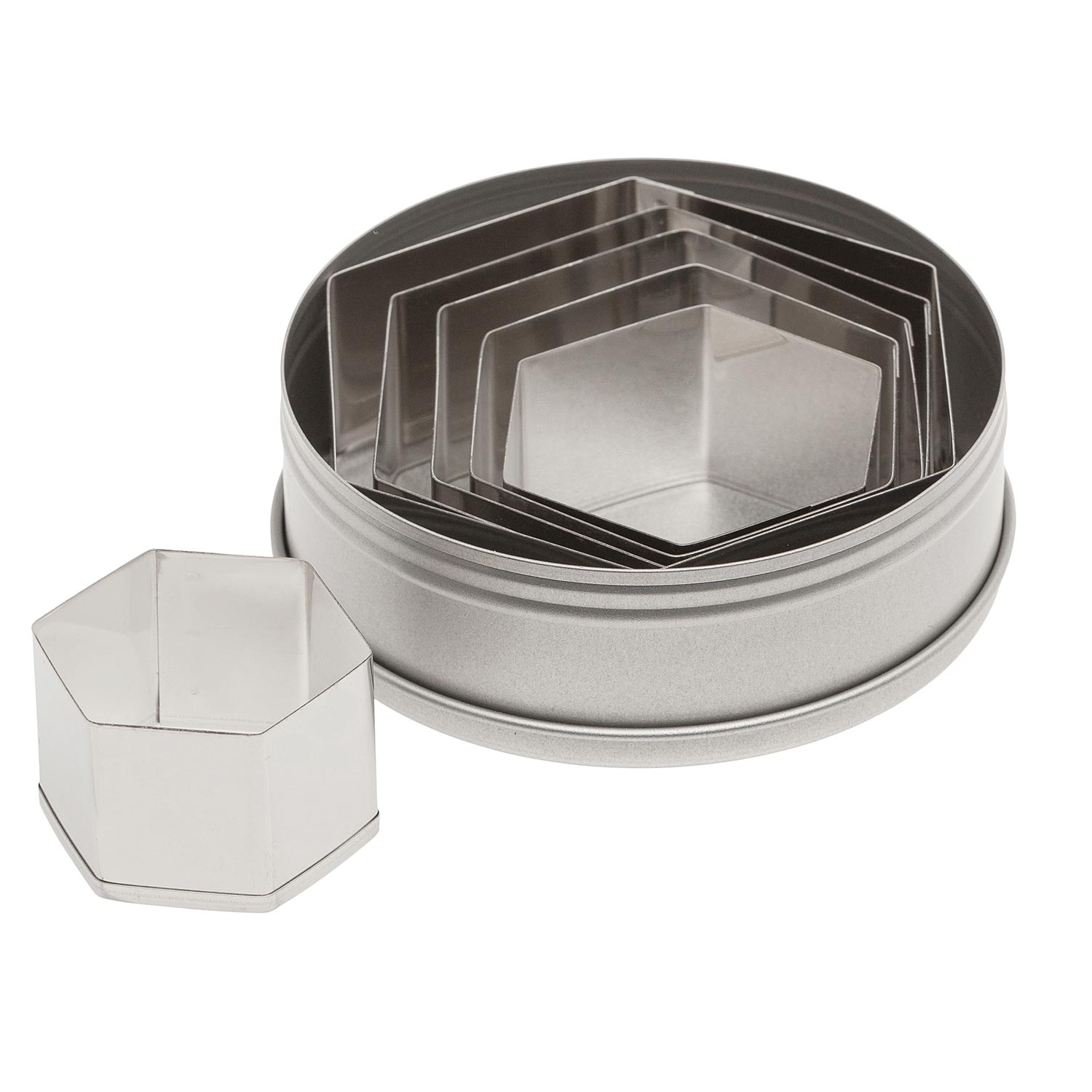 Stainless Steel Hexagonal Cutters Set of 6 Pieces