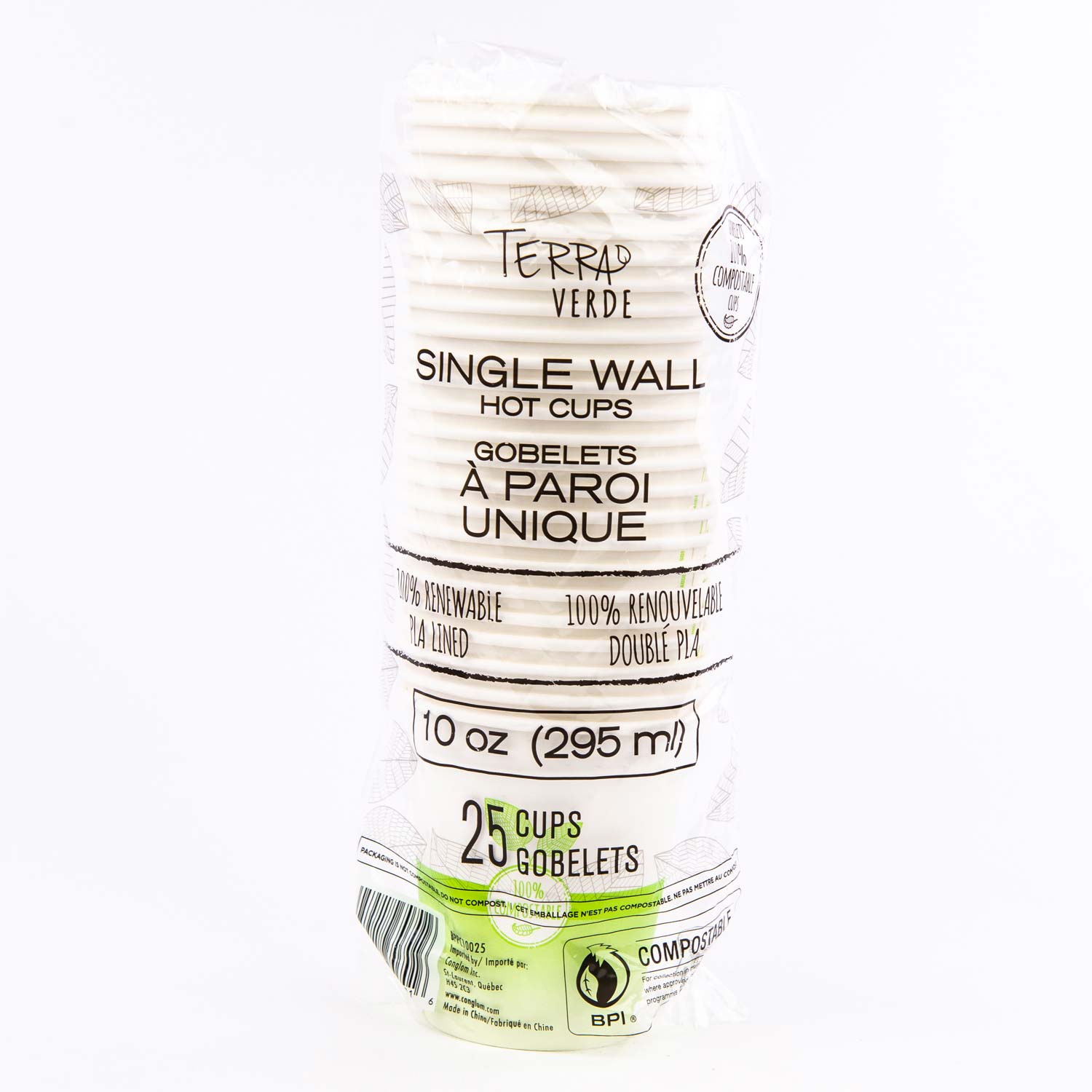 Single Wall White Hot PLA Paper Cup 10 oz x100-secondary-image