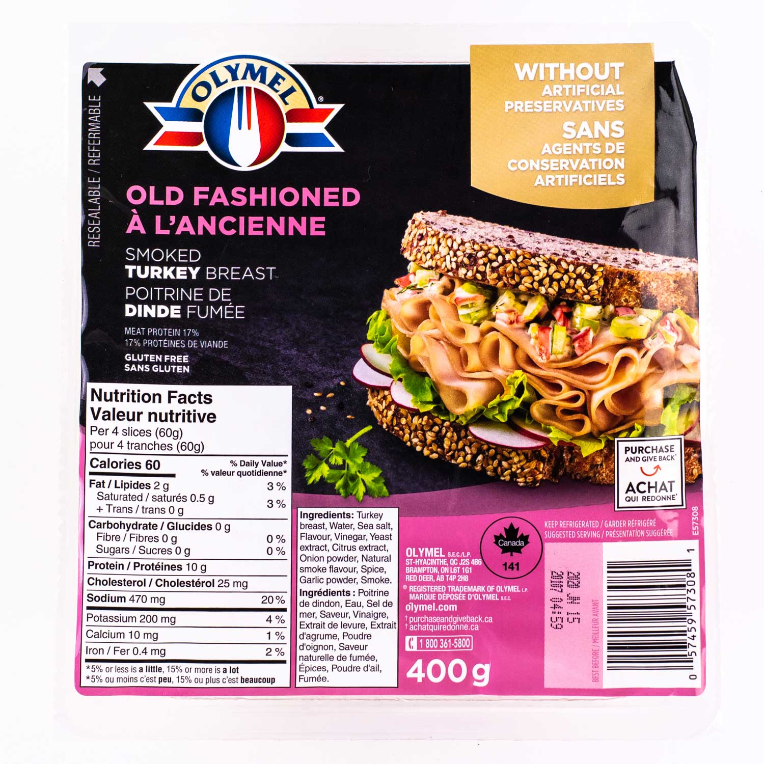 Sliced Smoked Cooked Turkey Breast 400 g