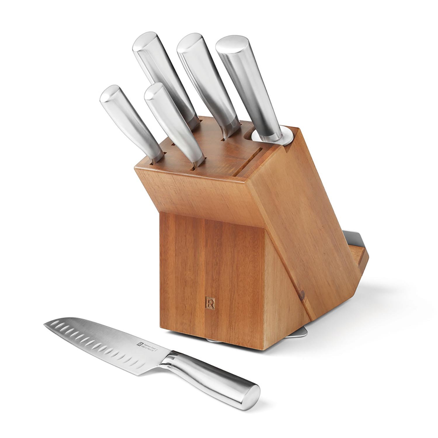 7-Piece Acacia Wood Rotating Knife Block Set