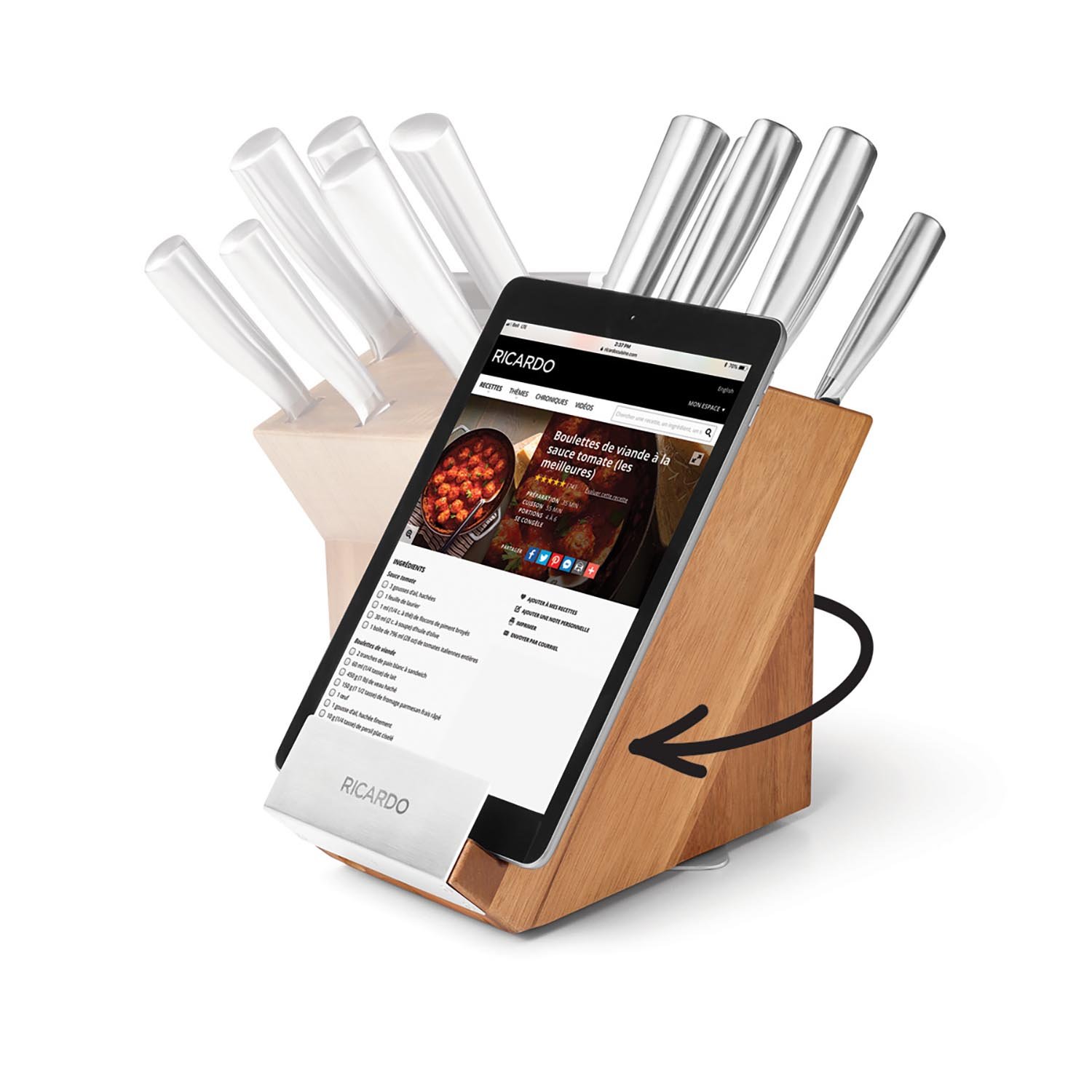 7-Piece Acacia Wood Rotating Knife Block Set-secondary-image